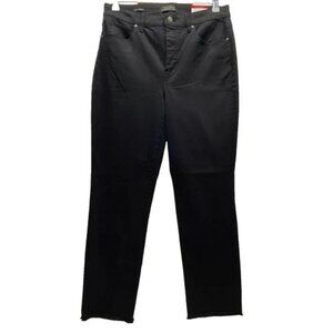 Talbots Flawless Jeans Women's 8 Black Denim High Waist Modern Ankle Raw Hem NWT